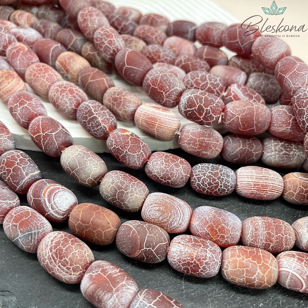 Агат Кракле коричневый бочата 18*13 мм
