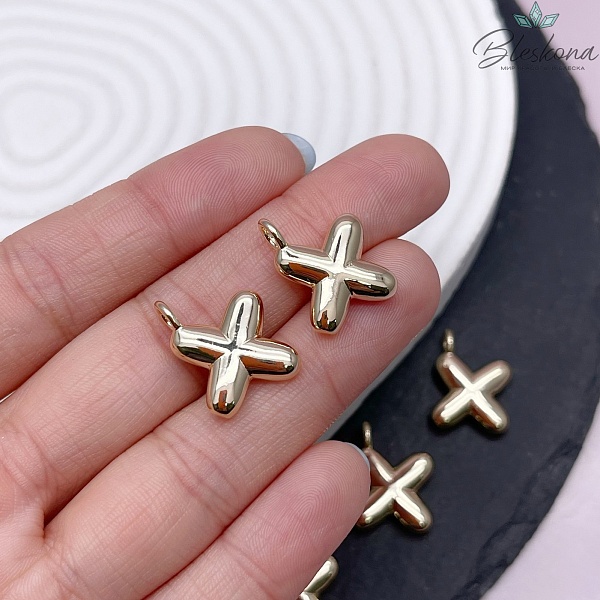 18 мм, Цвет золото, Буква объемная X