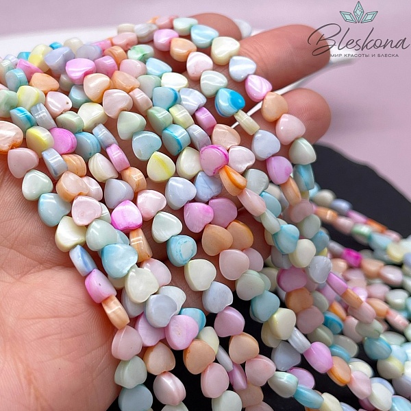 Перламутр сердце микс 6 мм