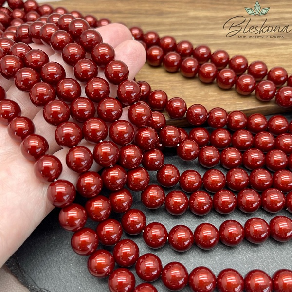 Жемчуг Майорка, цвет коричнево-красный 10 мм