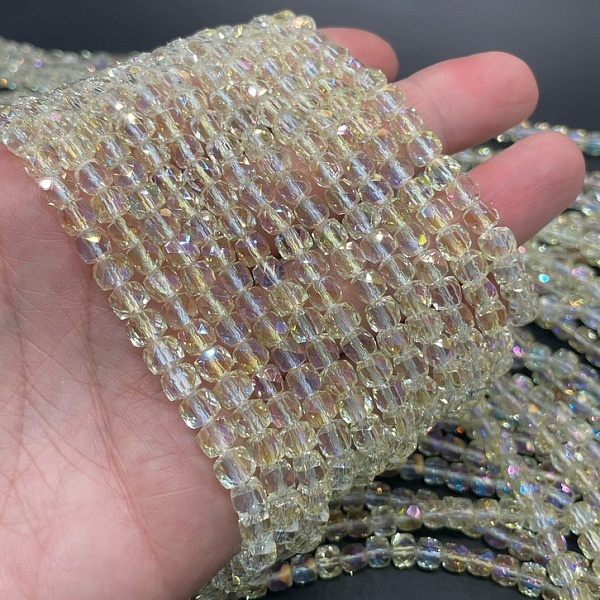 5 мм Стекло Lux, куб огранка, цвет песочный с переливом