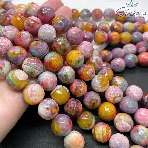 Агат с узором №13 огранка 14 мм