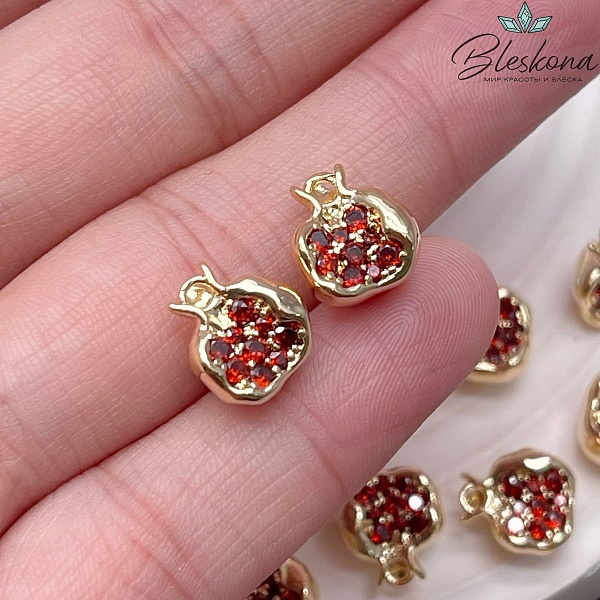 11*10 мм Цвет золото, Подвеска гранат