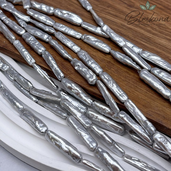 Жемчуг Майорка цвет светло - серый 6*23 мм