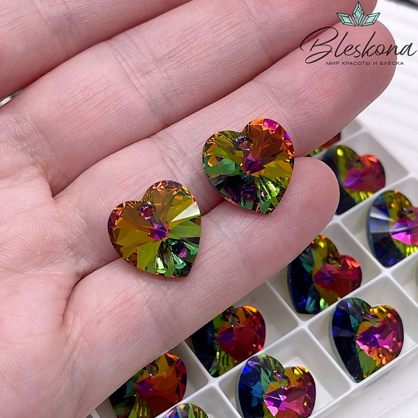 6228 Xilion Heart 14,4*14 мм Crystal Vitrail Medium (VM)