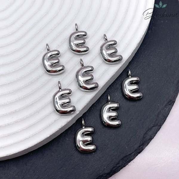 18 мм, Цвет серебро, Буква объемная E