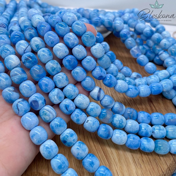 Агат с узором №41 бочата 9*8,5 мм