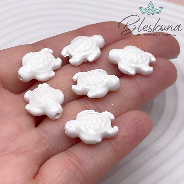 14*18 мм Керамика бусина черепашка белая