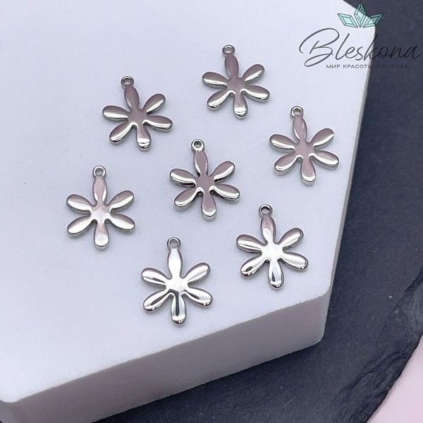 12,5*9,4 мм Цвет серебро, Подвеска Цветочек