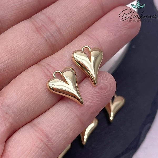 16*12 мм Цвет золото, Подвеска сердце объемное 