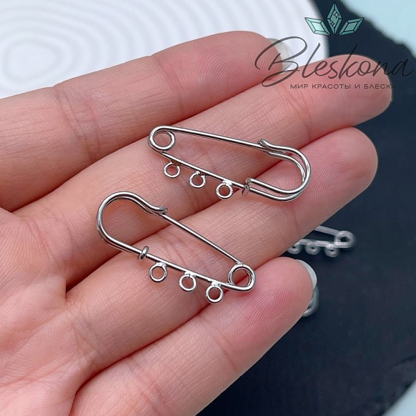 3 см, Цвет серебро, Основа булавка 3 кольца