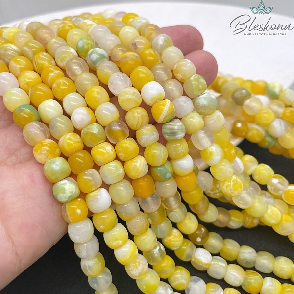 Агат с узором №42 бочата 6*7,5 мм