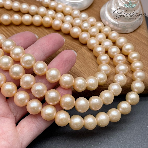 Жемчуг шар персиковый на увеличение 9-11 мм 