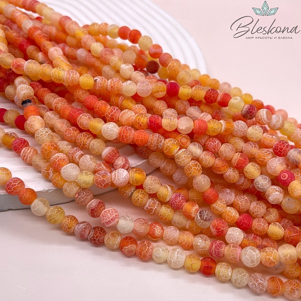 Агат Кракле оранжевый 6 мм