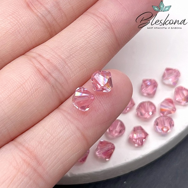 5328 Xilion Bicone 6 mm Light Rose AB уп. 10шт