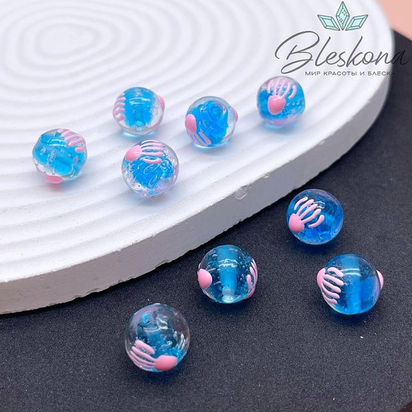 11 мм Бусина шар голубой медуза