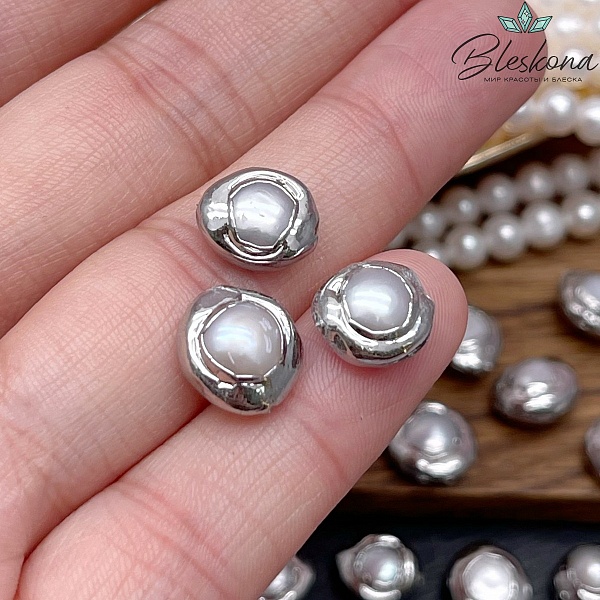 11-11,5 мм Цвет серебро, Бусина  Жемчуг  фриформ