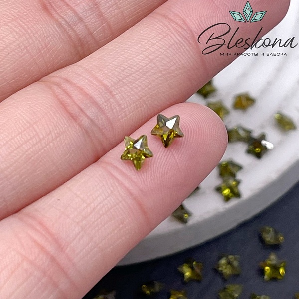5 мм, Подвеска Циркон звезда зеленая (кубический цирконий, фианит) 