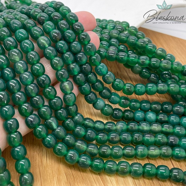 Агат зеленый (тонированный) №1 бочата 6,5*7 мм