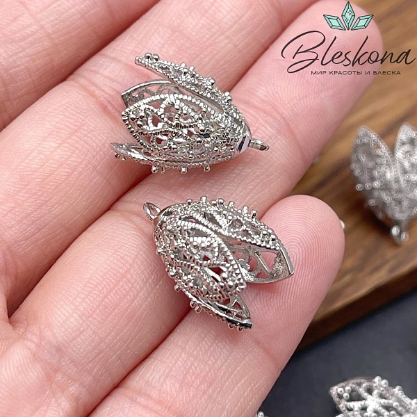 19,5*13 мм Цвет серебро, Концевик с узором