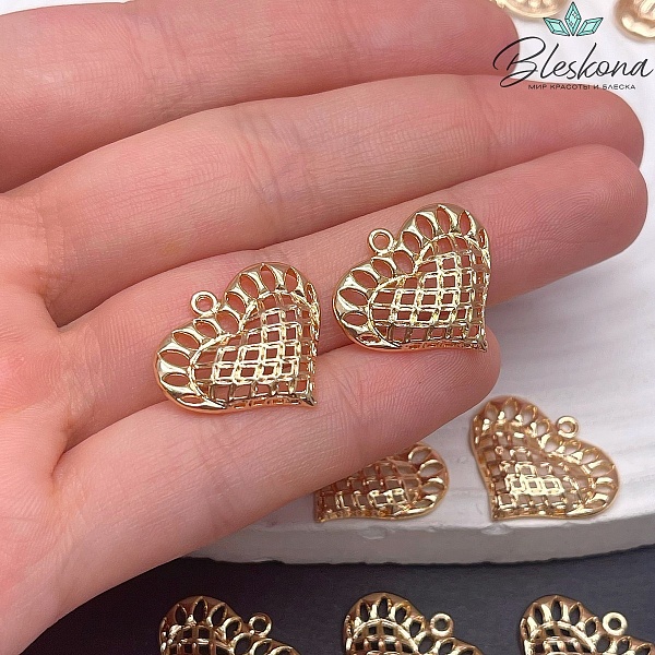 18,7*20,8мм Цвет золото, Подвеска Сердце сеточка 