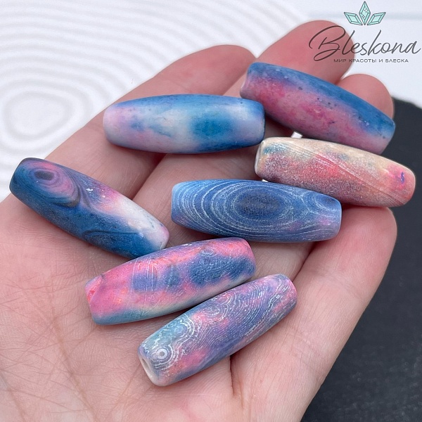 Дзи природные синие из агата 30*11 мм