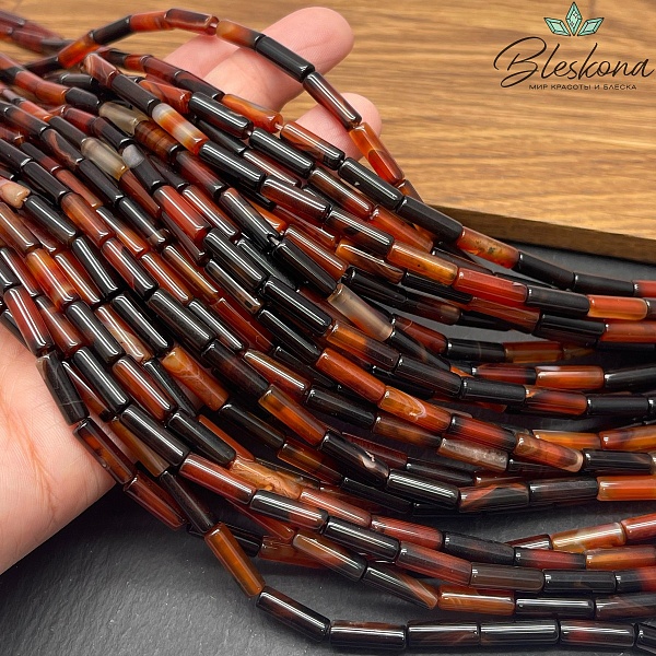 Сердолик черный трубочки 13*4 мм