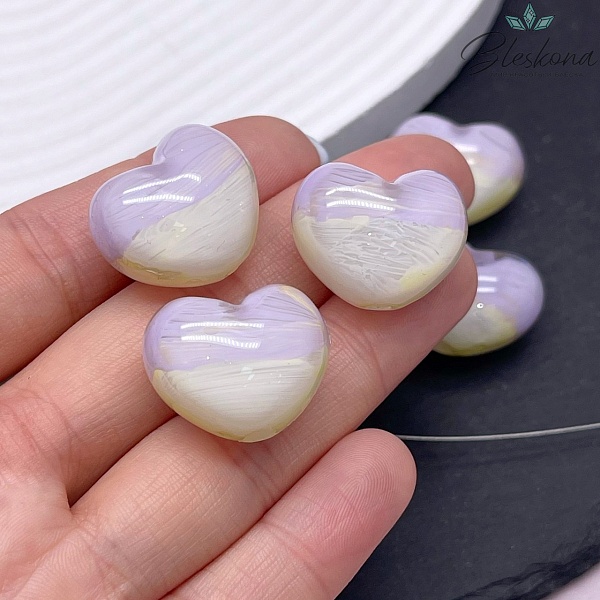 18*22 мм Бусина зефирное сердце  фиолетово- желтое