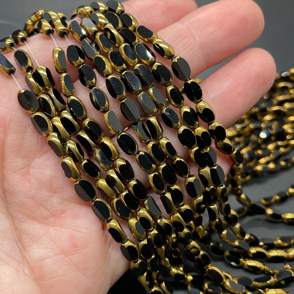 3,5*6 мм Стекло Lux, рис огранка цвет черный в обрамлении