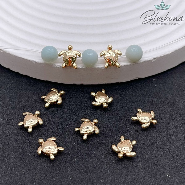 9 мм Цвет золото, Бусина черепашка 