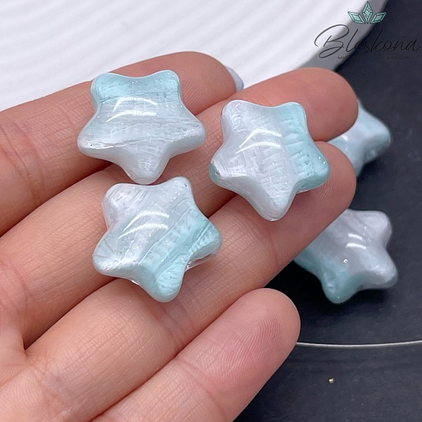 18*20 мм Бусина зефирная звезда  бело- зеленое