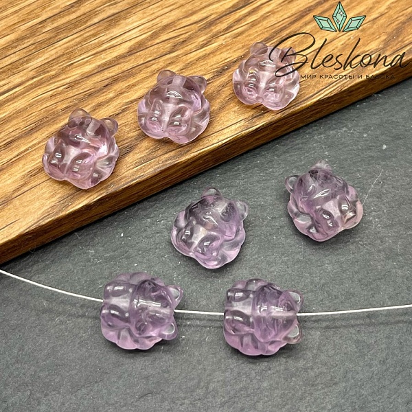 14 мм Резная Бусина Девятихвостая Лиса Лавандовый Аметист
