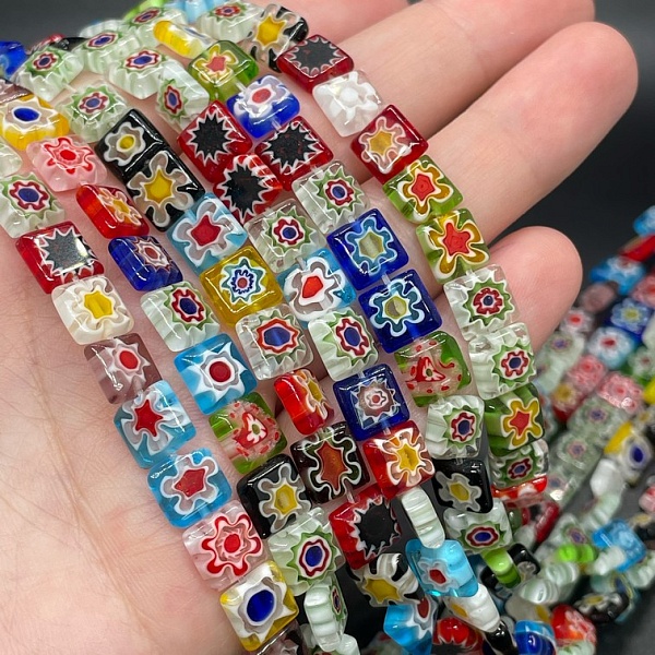 Муранское стекло  квадрат 8мм