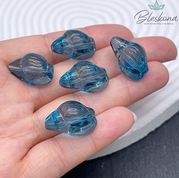 21*13 мм Бусина ракушка, цвет бирюзовый, уп.5 шт.