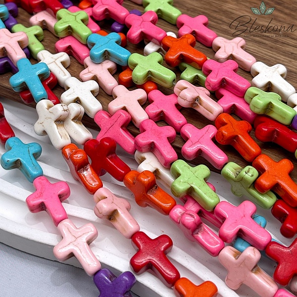 19*15 мм Магнезит (Говлит) имитация крест микс (тонированный)