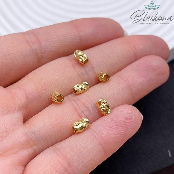 6*4 мм Цвет золото, Бусина-разделитель рис резной 
