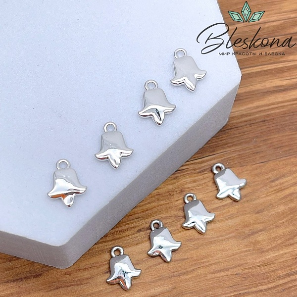 9*7 мм Цвет серебро, Подвеска Тюльпан Этно №1