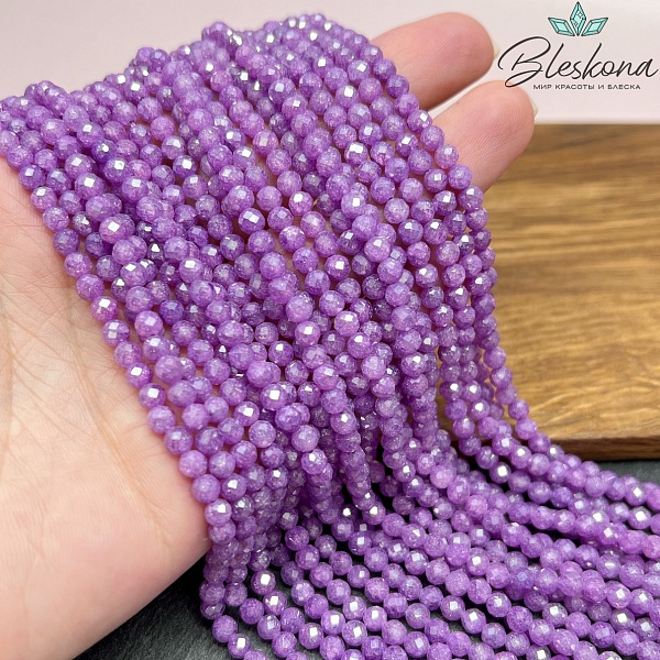 Циркон Glow фиолетовый огранка 4 мм (кубический цирконий, фианит) 