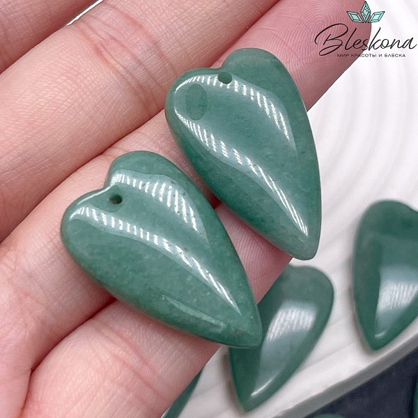 18*29 мм Подвеска Сердце Зеленый Авантюрин 