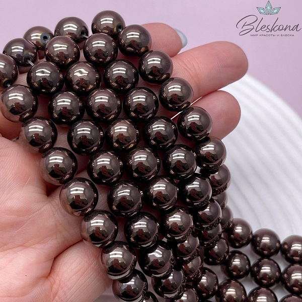 10 мм Гематин имитация, цвет коричневый  (шоколадный)