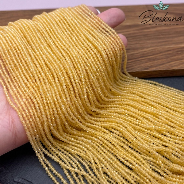 Кошачий глаз желтый микроогранка (имитация) 2 мм