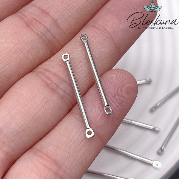 25 мм Цвет серебро, Коннектор палочка круглая 