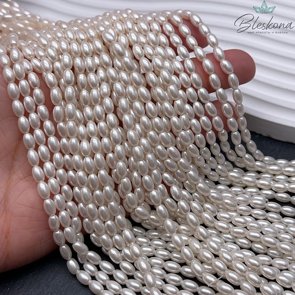 Жемчуг Майорка пудровая рис 3,5*6мм