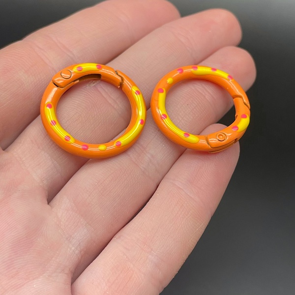 25мм , Замок круг разводы оранжевая эмаль