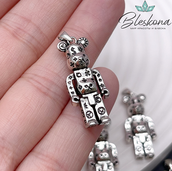 28,5*11,5 мм Цвет серебро, Подвеска Мишка 