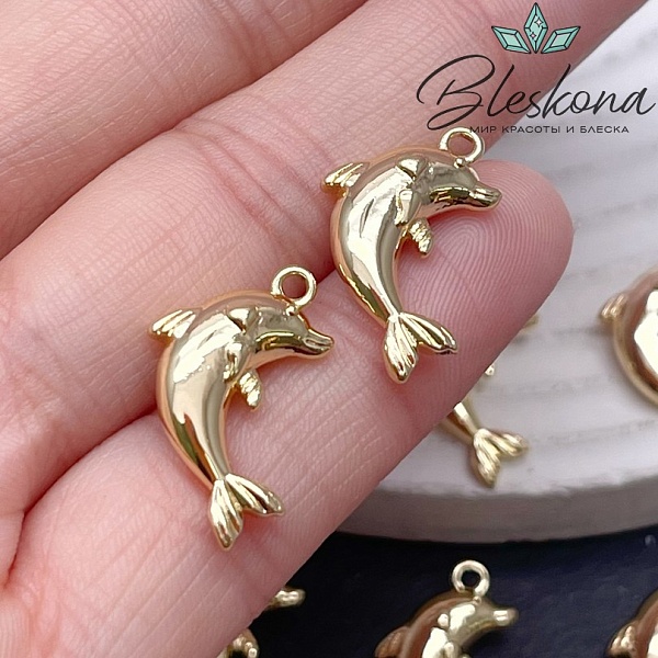 21*12 мм Цвет золото, Подвеска Дельфин