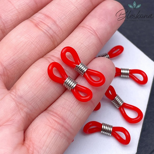 Держатель силиконовый красный,Цвет серебро 19мм уп 10шт