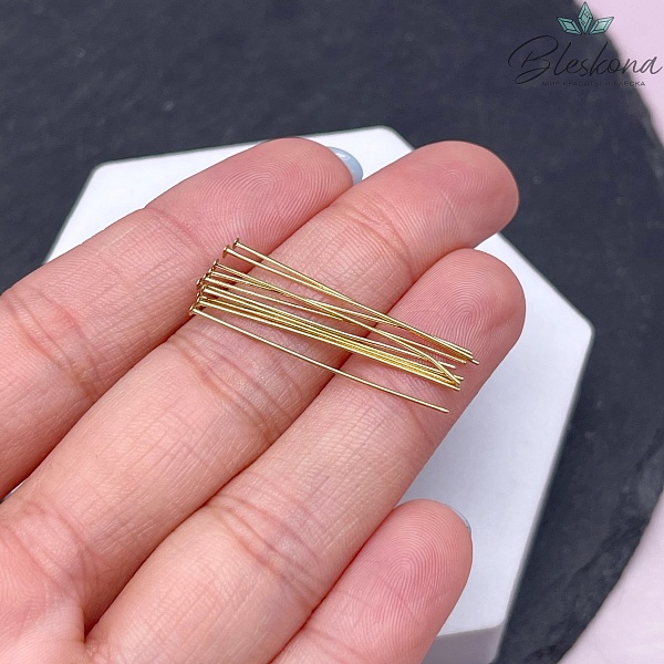 3 см*0,5 мм Цвет золото, Пины шляпка мягкие уп. 10 шт.