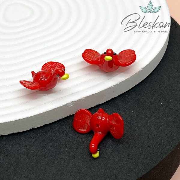 23*24 мм Бусина Лебедь красный