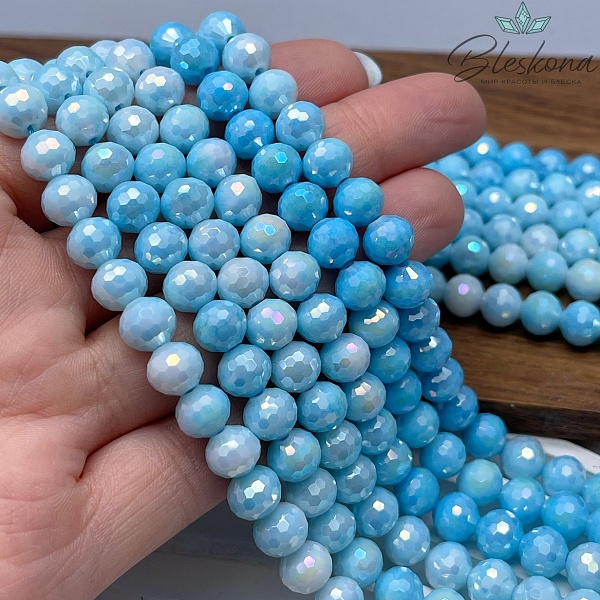 Стекло Lux голубое огранка острая 8 мм